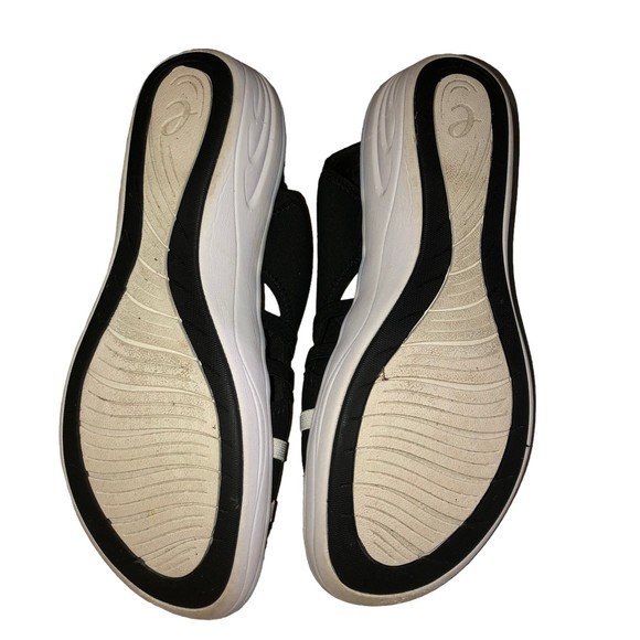 Easy Spirit Sandals, Black & White Low Wedges w/Stretchy Uppers SZ 9 1/2 - Picture 8 of 8